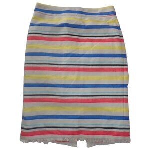 J. Crew Stripe‎ Fringe Jacquard  Pencil Skirt Women 10 Preppy Retro Festival